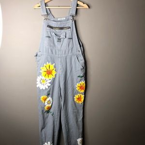 MISSLOOK gray flower overalls medium